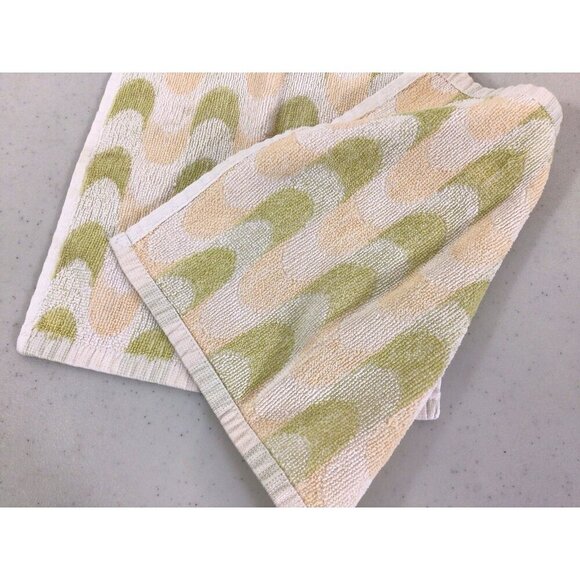 Vintage Mid Century Retro 70s Washcloth Pair Abstract Print - Picture 6 of 6
